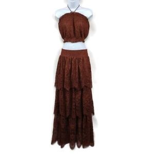 H&M Rust Brown Lace two piece dress